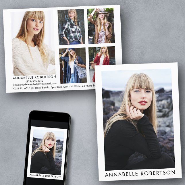 Modelo moderno Actor 6 Tarjeta Comp Fotográfica (Customize to change background color, text size or text style. Available for prints and download.)