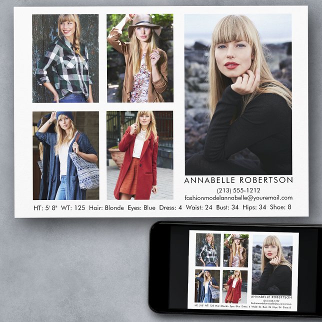 Modelo moderno y tarjeta de comp de fotografía Act (Customize to change background color, text size, style or to add more photos to back of card.)