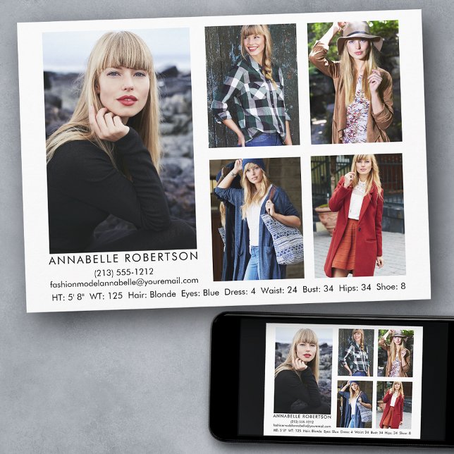 Modelo moderno y tarjeta de comp de fotografía Act (Customize to change background color, text size, style or to add more photos to back of card.)