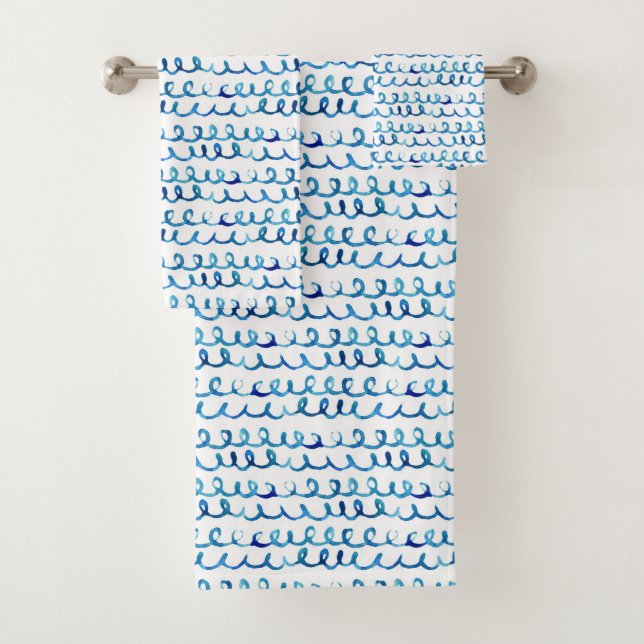 Modelo ondulado de la acuarela azul pintada a mano (In situ)