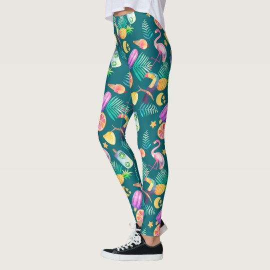 Modelo tropical del verano de la diversión leggings