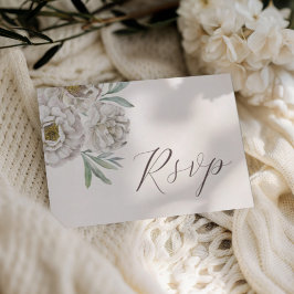 Moden Off White & Ivory  Watercolor Floral RSVP