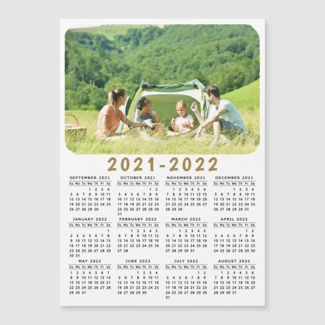 Modern 2021 2022 Magnet Photo Calendar Black White (Anverso)
