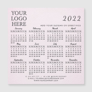 Modern 2022 Business Calendar Magnet Rubor Pink