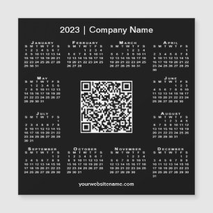 Modern 2023 Calendario Empresa Código QR Imán negr