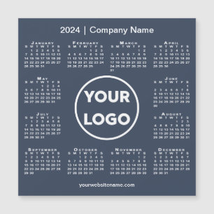 Modern 2024 Calendar Company Logo Navy Blue Magnet