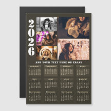 Modern 2026 Calendar 5 Photo Collage Magnet Card