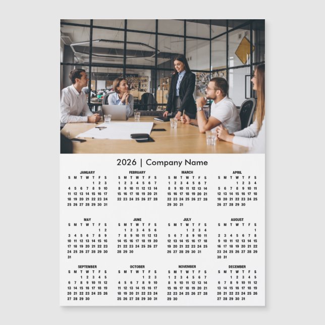 Modern 2026 Calendar Company Name Photo Magnet (Anverso)