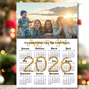 Modern 2026 Calendario Guión dorado Simple Magnéti