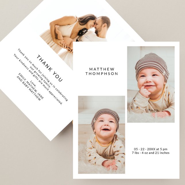 Modern 3 Photo Baby Shower Thank You (Subido por el creador)