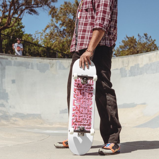 Modern 3D Pink Maze Skateboard Deck (Exterior 2)
