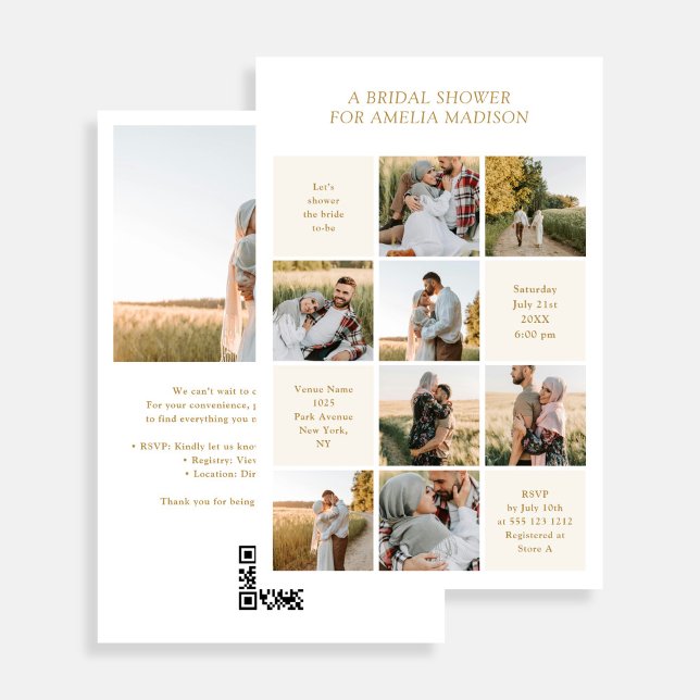 Modern 9 Photo White Bridal Shower Flyer (Subido por el creador)