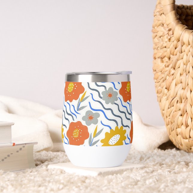 Modern Abstract Flowers Boho Wavy (Sala de estar)
