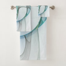 Modern Abstract Fractal Art Blue Turquoise Gray