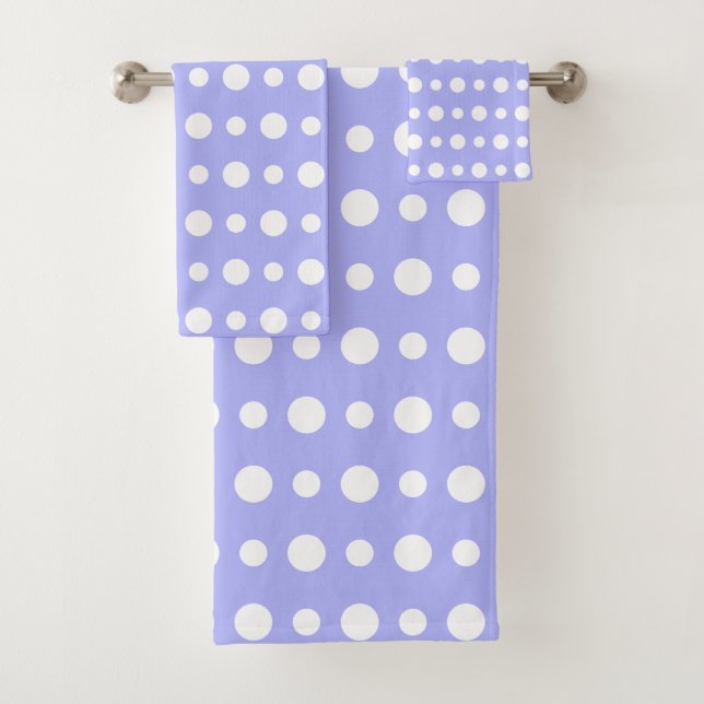 Modern Abstract White Polka Dots on Light Blue (In situ)