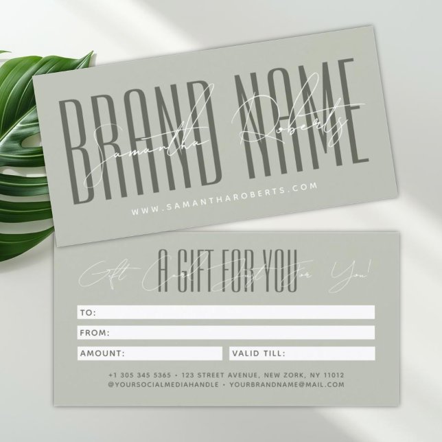 Modern add brand name script typography gift card (Subido por el creador)
