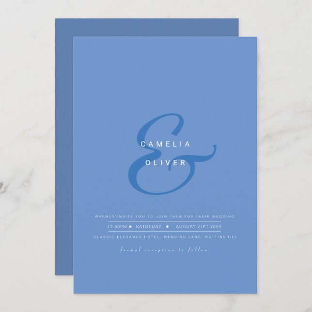 Modern Ampersand Wedding Invitar código QR RSVP (Anverso / Reverso)