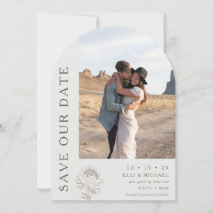 Modern Arch Line Floral Wedding Guardar La Tarjeta