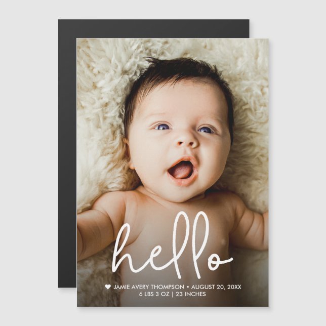 Modern Baby Photo Birth Announcement Custom  (Anverso/Reverso)