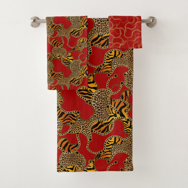 Modern Baroque Glam Animal Print On Red (In situ)