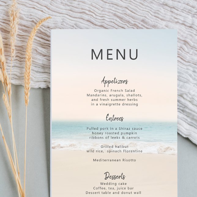 Modern Beach Wedding Menú de cena de 3 platos (Subido por el creador)