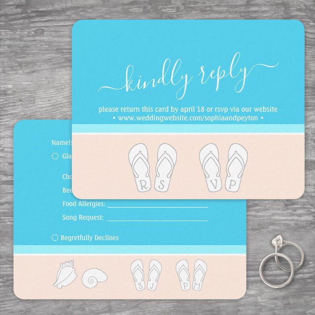 Modern Beach Wedding RSVP Comida Elección Canción (Subido por el creador)