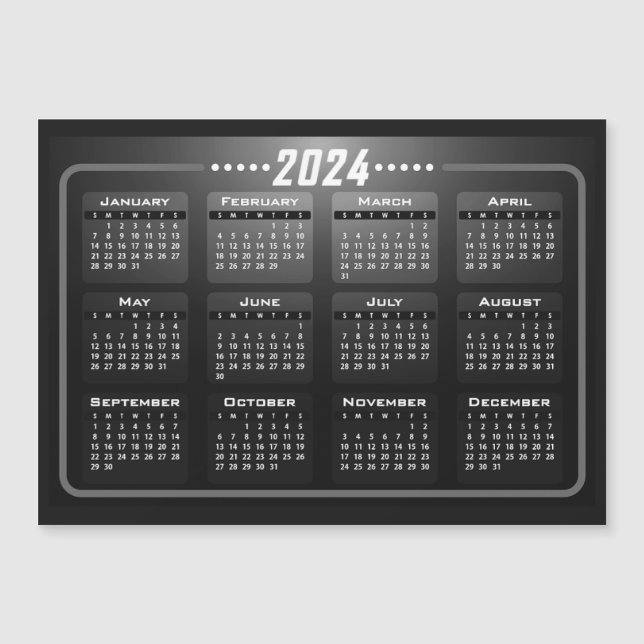 Modern Black and White 2024 Calendar Magnet (Anverso)