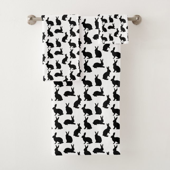Modern Black And White Bunny Shapes Pattern Easter (In situ)