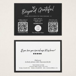 Modern black and white script QR code gift card