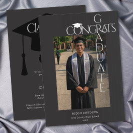 Modern Black Congrats Graduate Photo Announcement