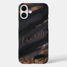 Modern Black Gold Monogrammed Funda - Mate iPhone