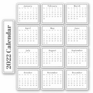 Modern Black Mini 2022 Planner Calendars Pegatina