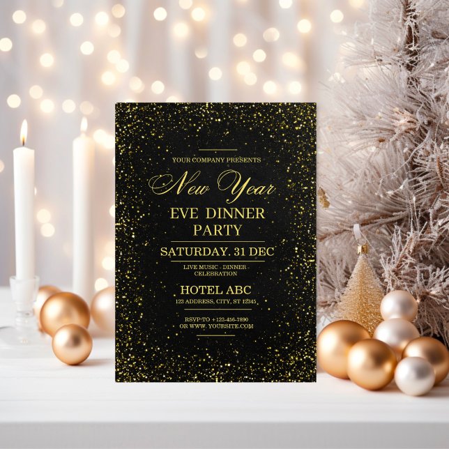 Modern Black New Year’s Eve Party Invitation (Modern Black New Year’s Eve Party Invitation)