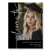 Modern Black Photo Graduation Welcome Sign