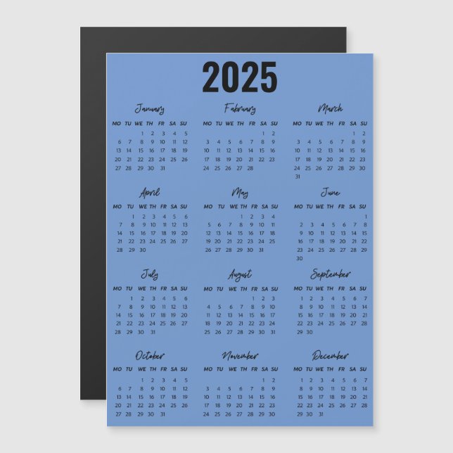 Modern Black White 2025 Calendar Full Year View (Anverso/Reverso)