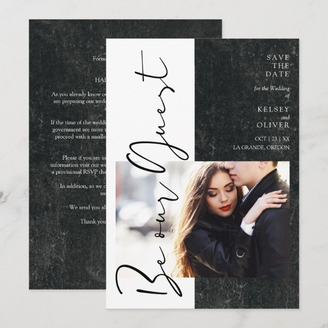 Modern Black & White Be Our Guest Photo Couple (Anverso / Reverso)