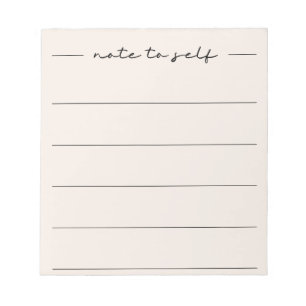 Modern Bloc de Notas de Beige Suave con Letra Scri