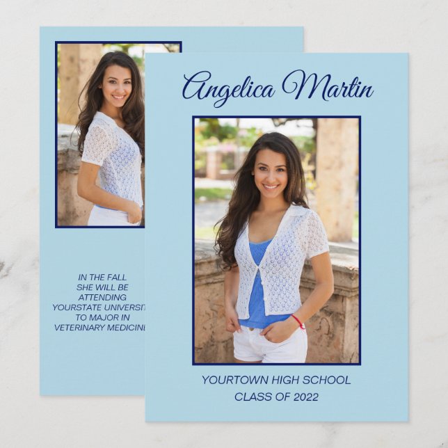 Modern Blue 2 Side Graduation 3 Photo Class 2022 (Anverso / Reverso)