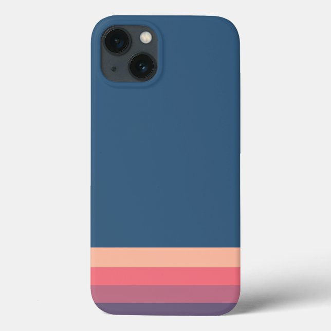 Modern Blue Stripes iPhone 13 funda (Reverso)