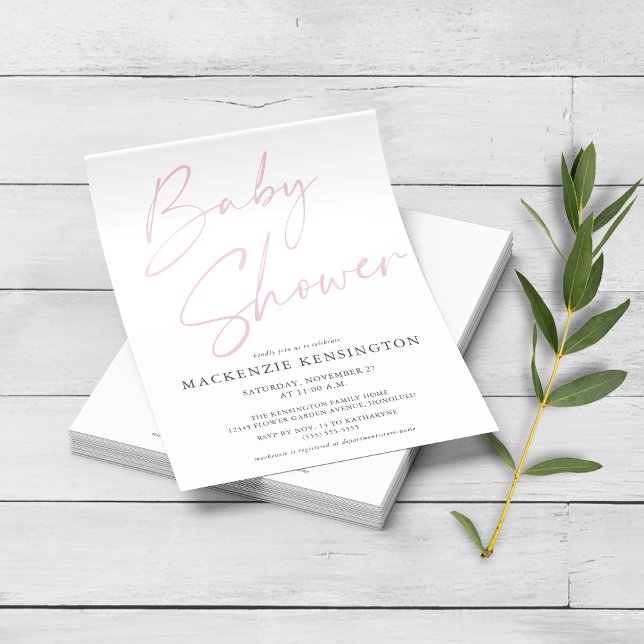 Modern Blush Pink Script Baby Shower FLYER (Subido por el creador)