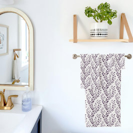 Modern Boho Floral Pattern Plum White