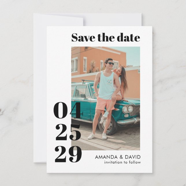 Modern Bold Date Wedding Guardar la tarjeta de fot (Anverso)