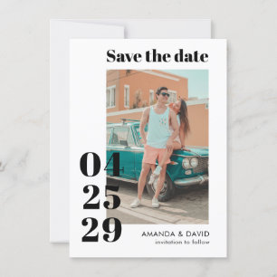Modern Bold Date Wedding Guardar la tarjeta de fot