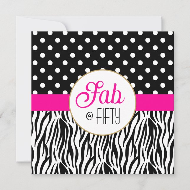 Modern Bold Fifty & Fabulous 50th Birthday Party  (Anverso)