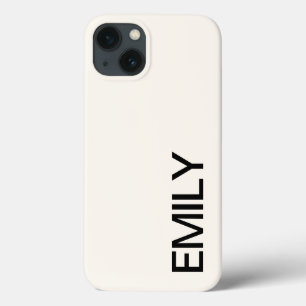Modern Bold White Personalized iPhone 13 Funda