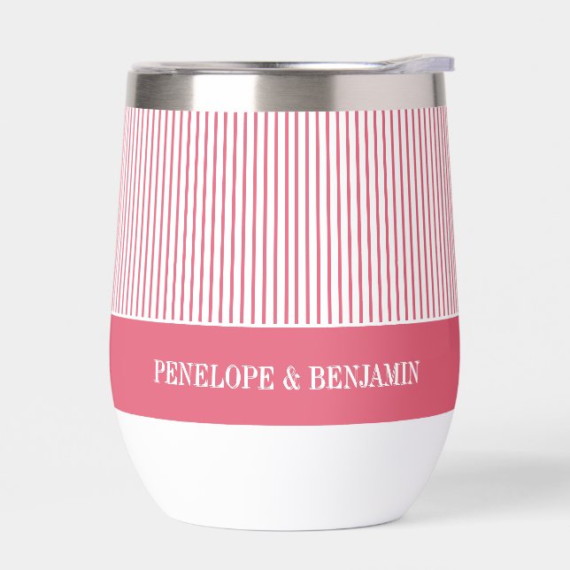 Modern Bright Pink Striped Wedding (Izquierdo)