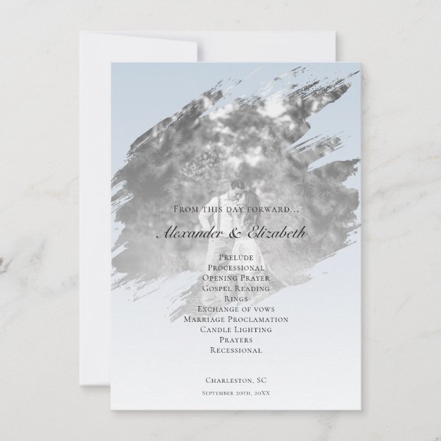 Modern Brushstroke Photo Wedding | Blue (Anverso)