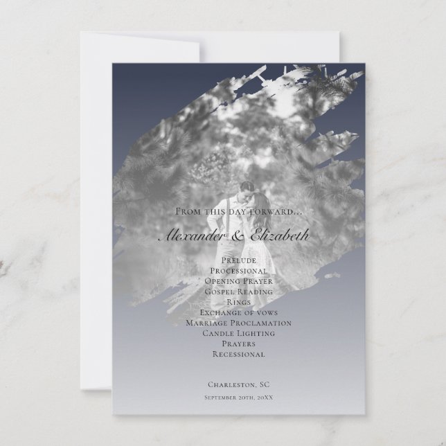 Modern Brushstroke Photo Wedding | Navy Blue (Anverso)
