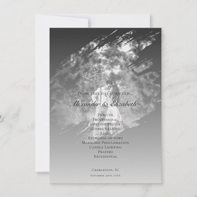 Modern Brushstroke Photo Wedding | Soft Black (Anverso)