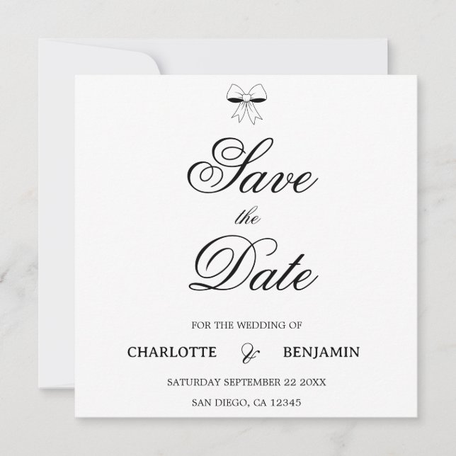 Modern Burgundy Script Ivory Bow Chic Wedding Card (Anverso)